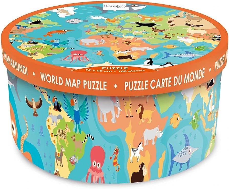 Animales Mapamundi 100 pcs XL - Animals World Map Puzzle